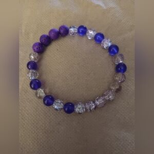 Vibrant Purple and Clear Beaded Bracelet